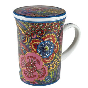 Vera Bradley Symphony in Hue Tea Mug with Lid For Barnes & Noble Floral Cup